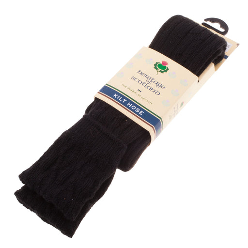 Gents Plain Kilt Socks 10% Wool Plain Black - Heritage Of Scotland - PLAIN BLACK