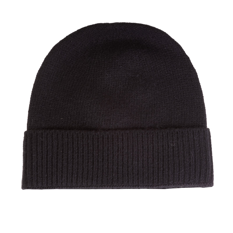 Gents Plain Lambswool Mix Beanie Black - Heritage Of Scotland - BLACK