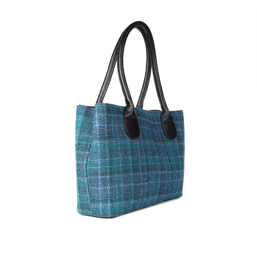 Harris Tweed Cassley Handbag Sea Blue Check - Heritage Of Scotland - SEA BLUE CHECK