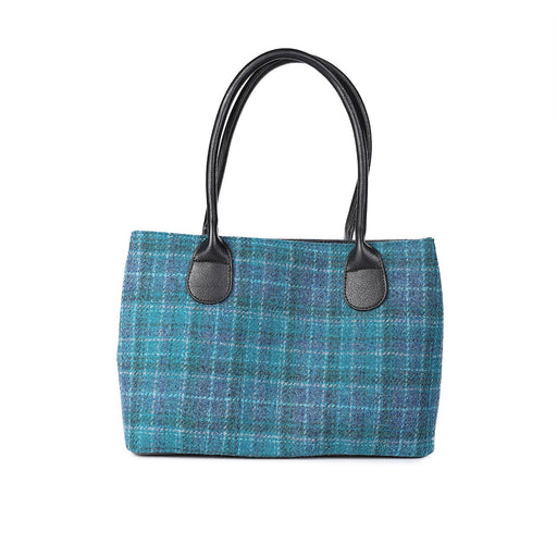 Harris Tweed Cassley Handbag Sea Blue Check - Heritage Of Scotland - SEA BLUE CHECK