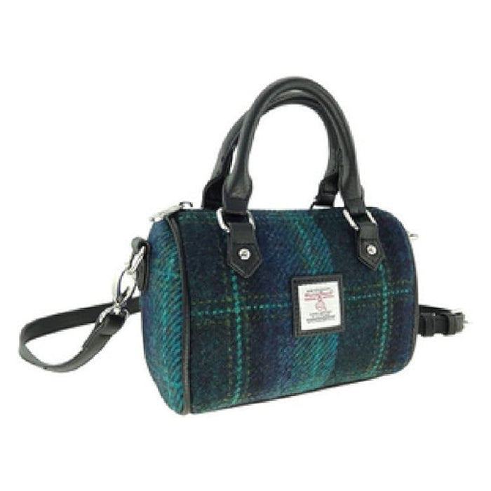 Harris Tweed Kilbride Mini Bowling Bag Blue / Turquoise Overcheck - Heritage Of Scotland - Blue / Turquoise Overcheck