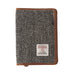 Harris Tweed Leather Passport Cover Black & White Herringbone / Tan - Heritage Of Scotland - BLACK & WHITE HERRINGBONE / TAN