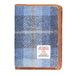 Harris Tweed Leather Passport Cover Blue Check / Tan - Heritage Of Scotland - BLUE CHECK / TAN