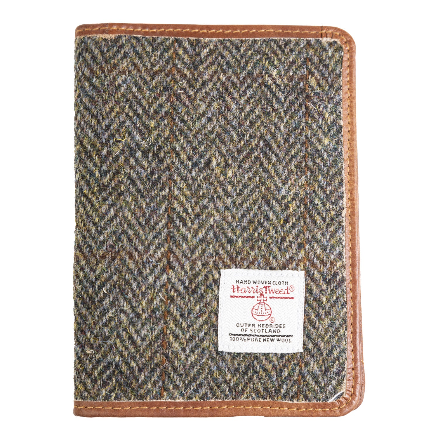 Harris Tweed Leather Passport Cover Brown Herringbone / Tan - Heritage Of Scotland - BROWN HERRINGBONE / TAN