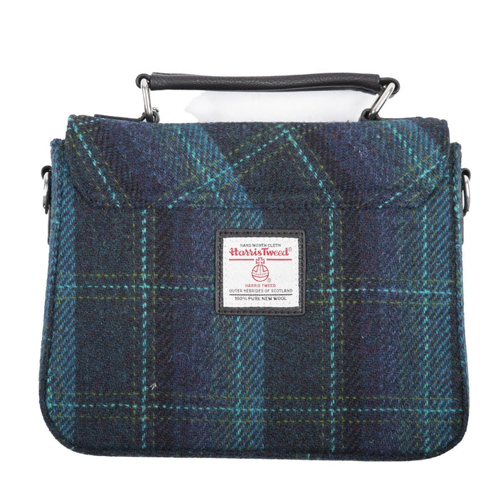 Harris Tweed 'Thurso' Square Bag Blue / Turquoise Overcheck - Heritage Of Scotland - Blue / Turquoise Overcheck