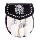 H/D Thistle Embossed Studs Sporran Rabbit Fur - Heritage Of Scotland - RABBIT FUR (WHITE)