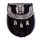 H/D Thistle Plate Sporran Rabbit Fur - Heritage Of Scotland - RABBIT FUR (BLACK)