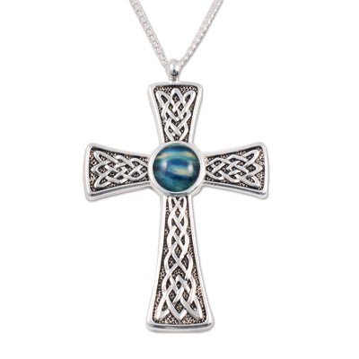 Heathergem Silver Plated Celtic Cross Embossed Pendant - Heritage Of Scotland - NA