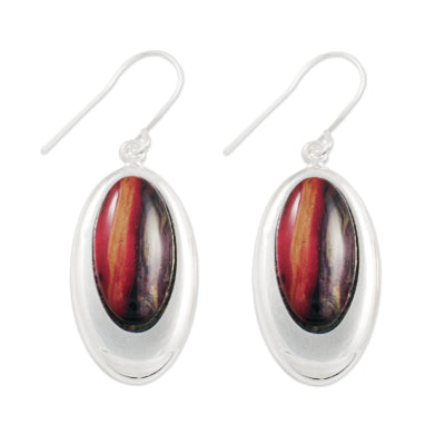 Heathergem Silver Plated Drop Oval Earrings - Heritage Of Scotland - NA