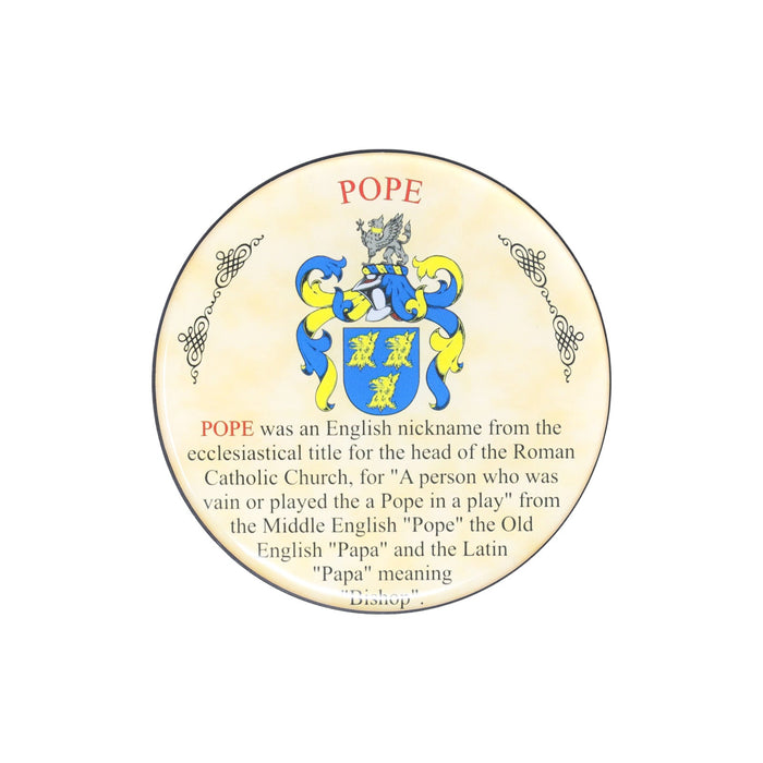 Heraldic Coaster Pope - Heritage Of Scotland - POPE