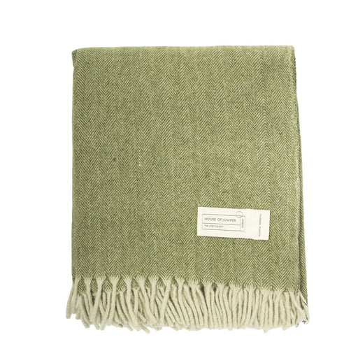 Herringbone Blanket Green - Heritage Of Scotland - GREEN
