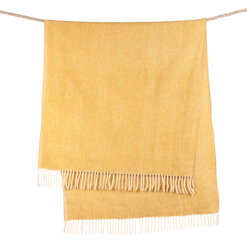 Herringbone Knee Blanket Mustard - Heritage Of Scotland - MUSTARD