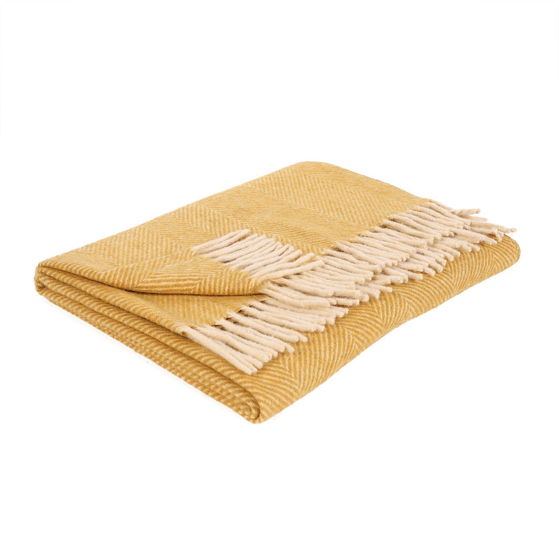 Herringbone Knee Blanket Mustard - Heritage Of Scotland - MUSTARD