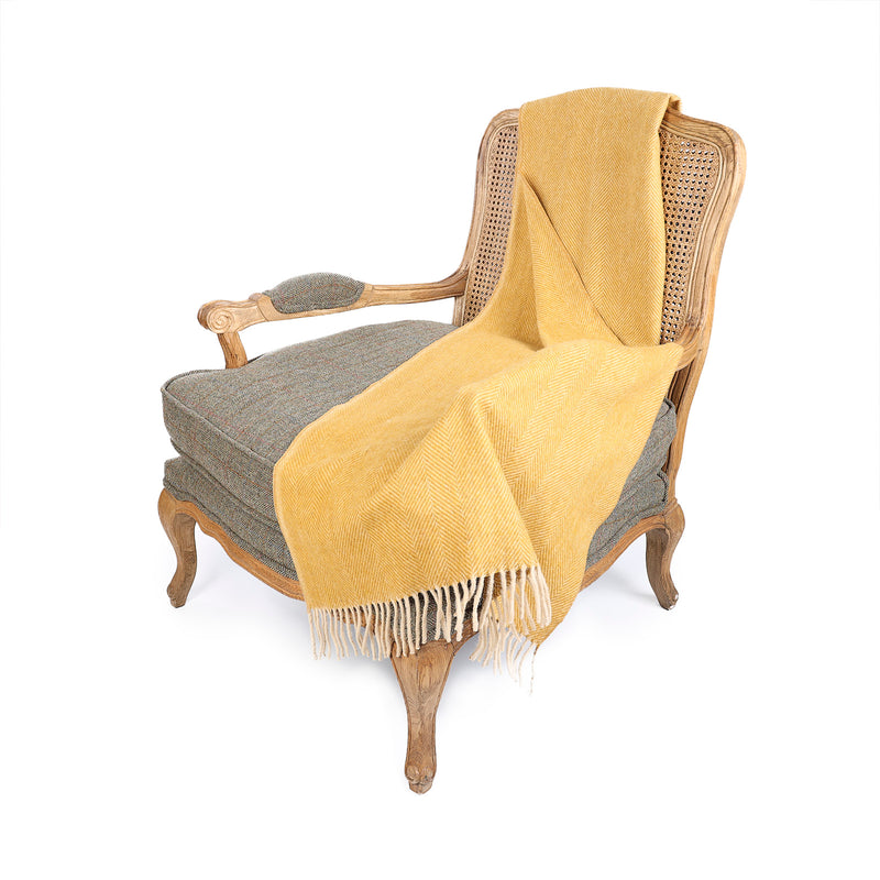 Herringbone Knee Blanket Mustard - Heritage Of Scotland - MUSTARD