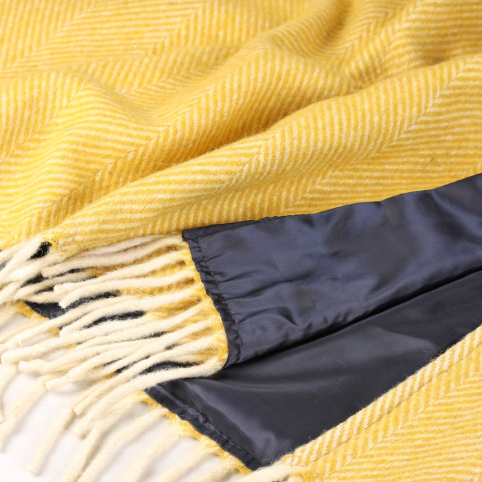 Herringbone Picnic Blanket Mustard - Heritage Of Scotland - MUSTARD