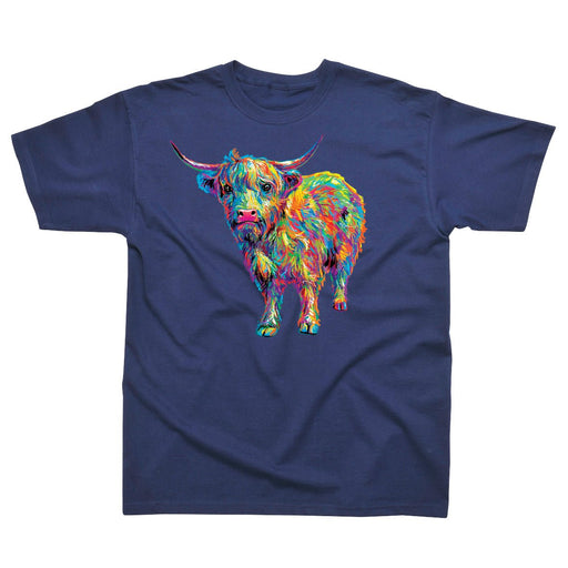 Highland Cow Spike Adults Tshirt - Heritage Of Scotland - NAVY