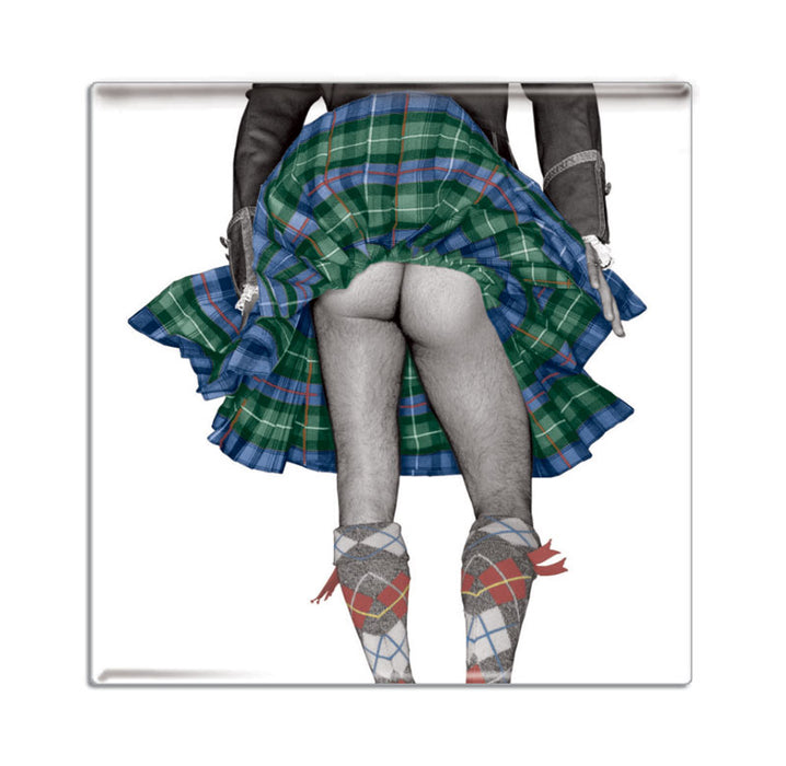 Highland Swing Square Magnet - Heritage Of Scotland - WHITE