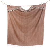 Highland Wool Blend Extra Warm Herringbone Blanket / Throw Chestnut Brown - Heritage Of Scotland - CHESTNUT BROWN