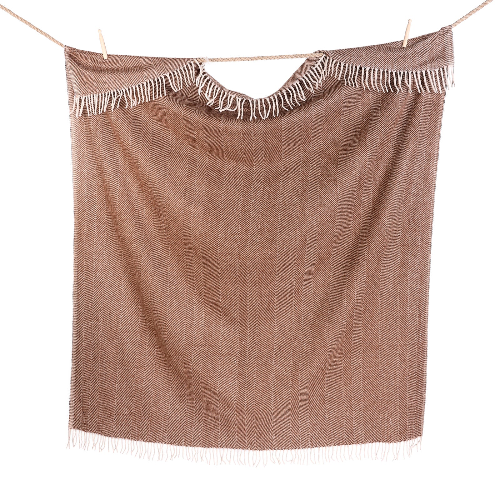 Highland Wool Blend Extra Warm Herringbone Blanket / Throw Chestnut Brown - Heritage Of Scotland - CHESTNUT BROWN
