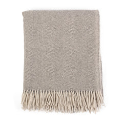 Highland Wool Blend Extra Warm Herringbone Blanket / Throw Grey Medium - Heritage Of Scotland - GREY MEDIUM