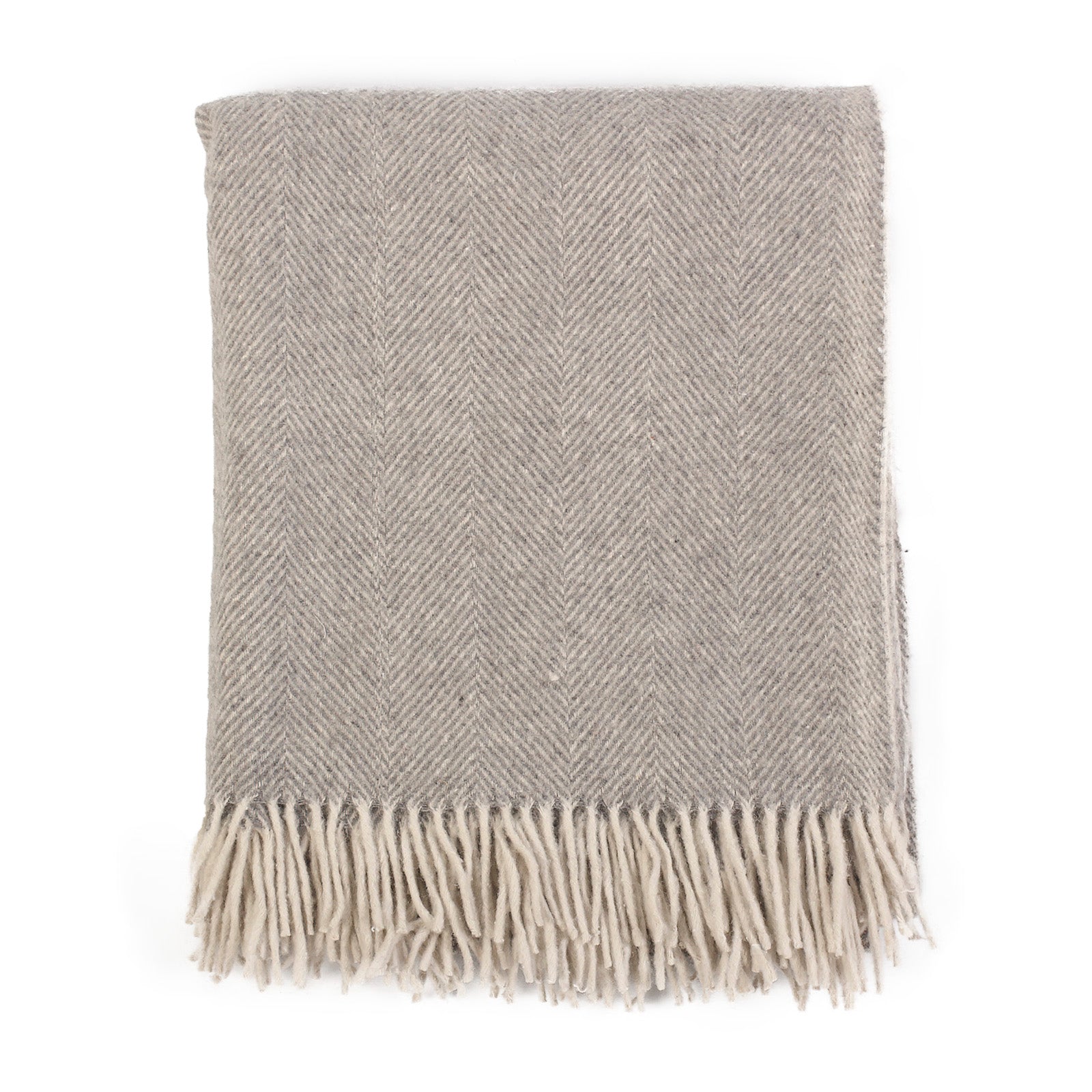 Highland Wool Blend Extra Warm Herringbone Blanket / Throw Grey Medium - Heritage Of Scotland - GREY MEDIUM