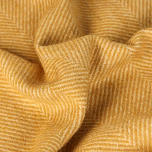 Highland Wool Blend Extra Warm Herringbone Blanket / Throw Mustard - Heritage Of Scotland - MUSTARD
