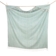 Highland Wool Blend Extra Warm Herringbone Blanket / Throw Pistachio - Heritage Of Scotland - PISTACHIO