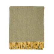Highland Wool Blend Herringbone Blanket Navy Blue/Ochre Yellow - Heritage Of Scotland - NAVY BLUE/OCHRE YELLOW