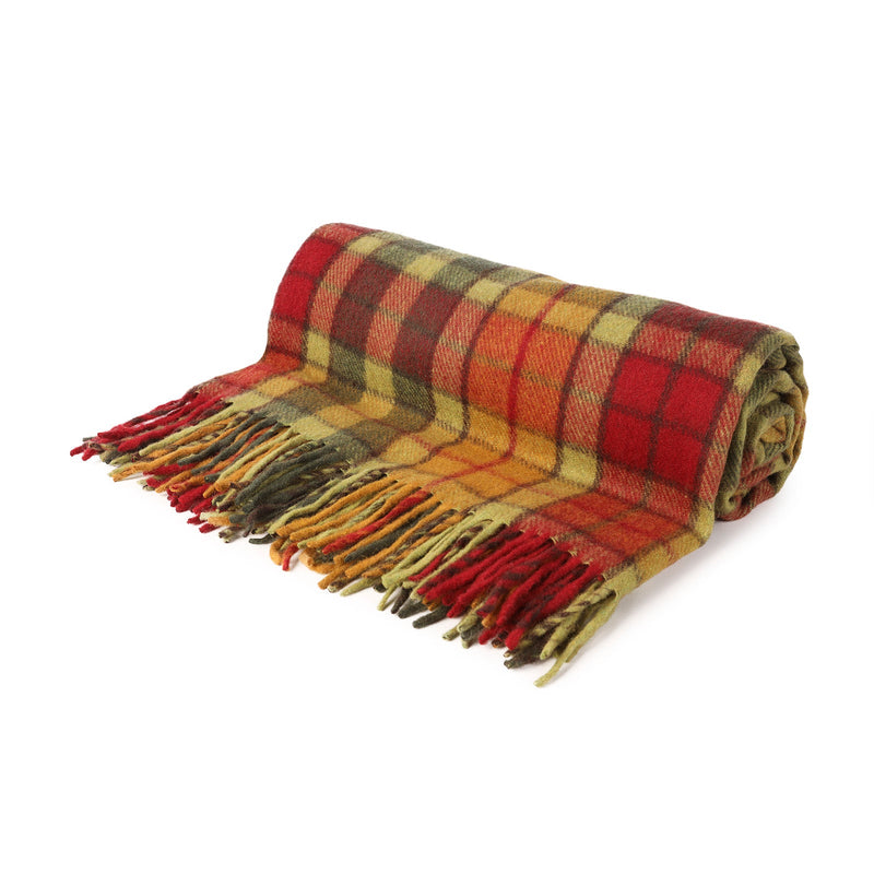 Highland Wool Blend Tartan Blanket / Throw Extra Warm Buchanan Autumn - Heritage Of Scotland - BUCHANAN AUTUMN