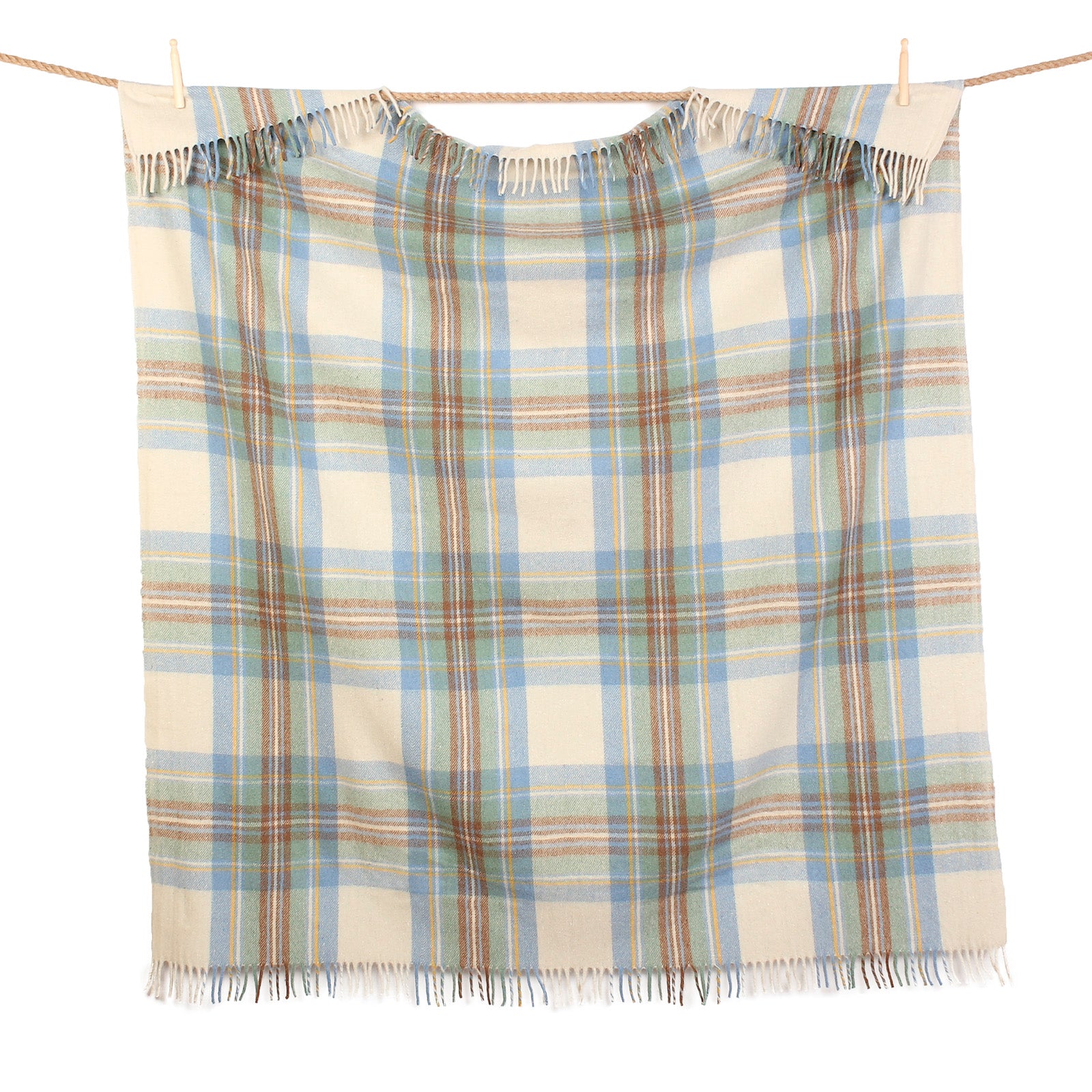 Highland Wool Blend Tartan Blanket Throw Stewart Muted Blue - Heritage Of Scotland - STEWART MUTED BLUE