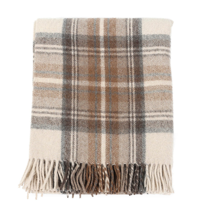 Highland Wool Blend Tartan Blanket Throw Stewart Natural Dress - Heritage Of Scotland - STEWART NATURAL DRESS