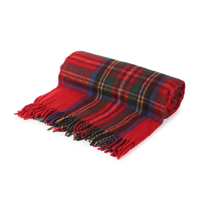 Highland Wool Blend Tartan Blanket Throw Stewart Royal - Heritage Of Scotland - STEWART ROYAL