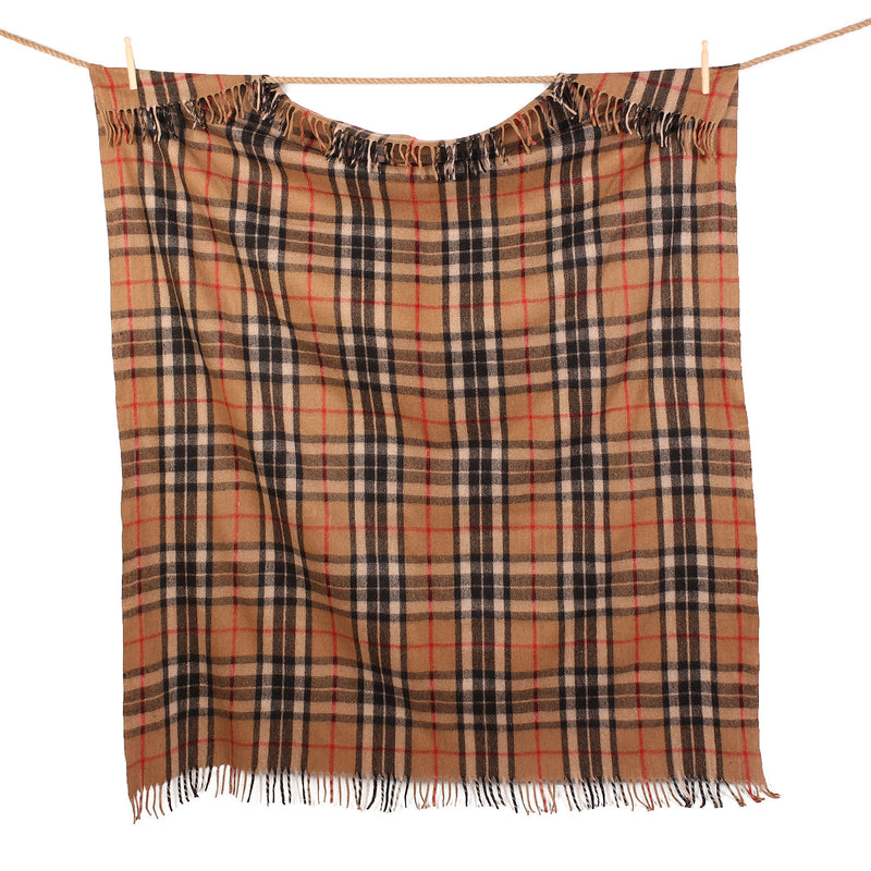 Highland Wool Blend Tartan Blanket Throw Thomson Camel - Heritage Of Scotland - THOMSON CAMEL