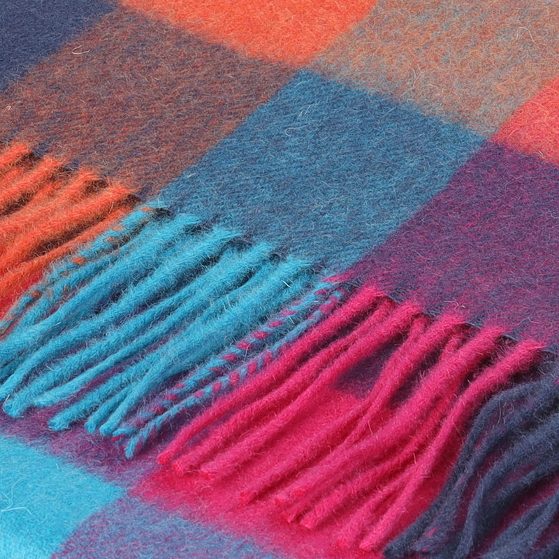 Hos 100% Lambswool Wide Scarf Galaxy Check Jazz - Heritage Of Scotland - GALAXY CHECK JAZZ