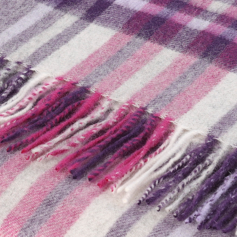 Hos 100% Lambswool Wide Scarf Stewart Purple - Heritage Of Scotland - STEWART PURPLE