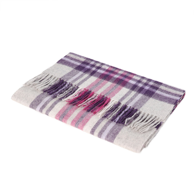 Hos 100% Lambswool Wide Scarf Stewart Purple - Heritage Of Scotland - STEWART PURPLE