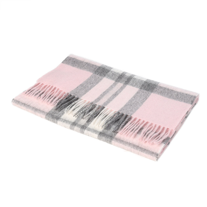 Hos 100% Lambswool Wide Scarf Thomson Pale Pink - Heritage Of Scotland - THOMSON PALE PINK