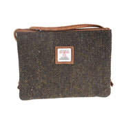 Ht Ladies Cross Body Bag Dark Brown Barleycorn / Tan - Heritage Of Scotland - DARK BROWN BARLEYCORN / TAN