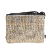 Ht Ladies Cross Body Bag Tan & Brown Herringbone / Black - Heritage Of Scotland - TAN & BROWN HERRINGBONE / BLACK