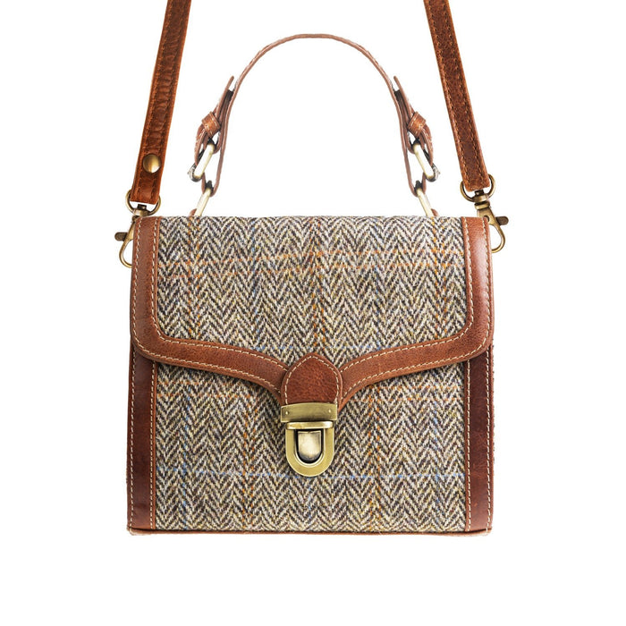 Ht Ladies Handbag Tan & Brown Herringbone / Tan - Heritage Of Scotland - TAN & BROWN HERRINGBONE / TAN