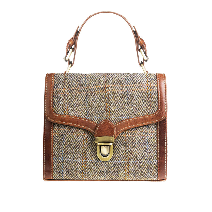 Ht Ladies Handbag Tan & Brown Herringbone / Tan - Heritage Of Scotland - TAN & BROWN HERRINGBONE / TAN