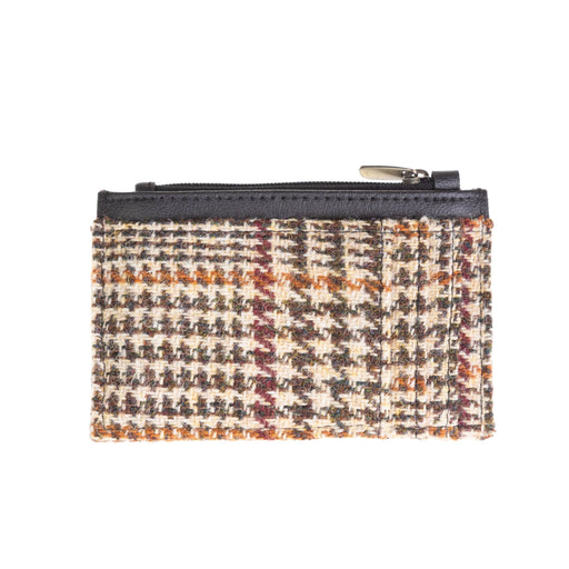 Ht Leather Coin Purse With Card Holder Tan & Brown Dogtooth / Black - Heritage Of Scotland - TAN & BROWN DOGTOOTH / BLACK