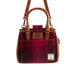Ht Leather Hand Bag With Flap Closer Cerise Check / Tan - Heritage Of Scotland - CERISE CHECK / TAN