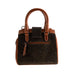 Ht Leather Hand Bag With Flap Closer Dark Brown Barleycorn / Tan - Heritage Of Scotland - DARK BROWN BARLEYCORN / TAN