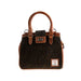 Ht Leather Hand Bag With Flap Closer Dark Brown Barleycorn / Tan - Heritage Of Scotland - DARK BROWN BARLEYCORN / TAN