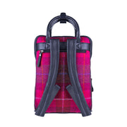 Ht Leather Large Backpack Blue Check / Black - Heritage Of Scotland - BLUE CHECK / BLACK