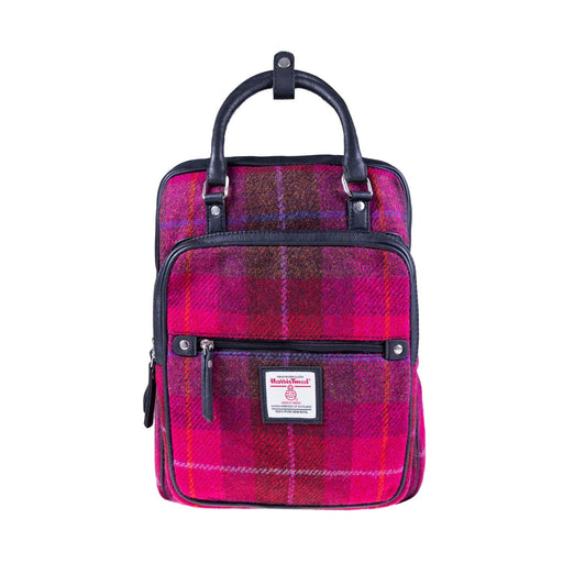 Ht Leather Large Backpack Lt Brown Check / Black - Heritage Of Scotland - LT BROWN CHECK / BLACK