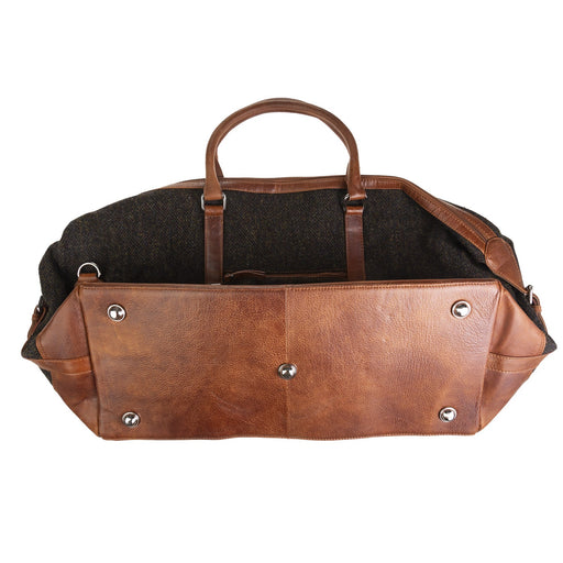 Ht Leather Large Travel Bag Dark Brown Barleycorn / Tan - Heritage Of Scotland - DARK BROWN BARLEYCORN / TAN