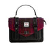 Ht Leather Satchel Bag Dark Green Check / Black - Heritage Of Scotland - DARK GREEN CHECK / BLACK