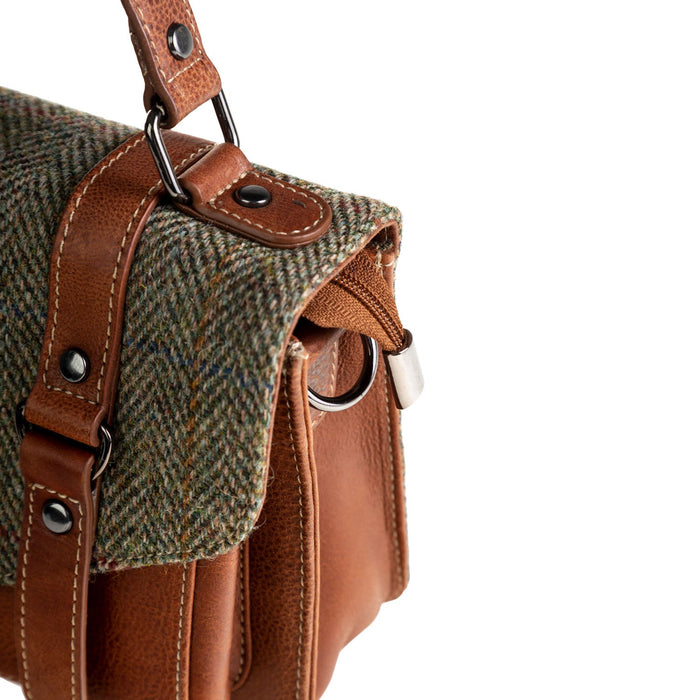 Ht Leather Satchel Bag Lt Brown Check / Tan - Heritage Of Scotland - LT BROWN CHECK / TAN